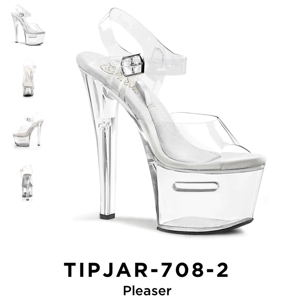 BRAND NEW Tip Jar Pleasers: Clear Platforms